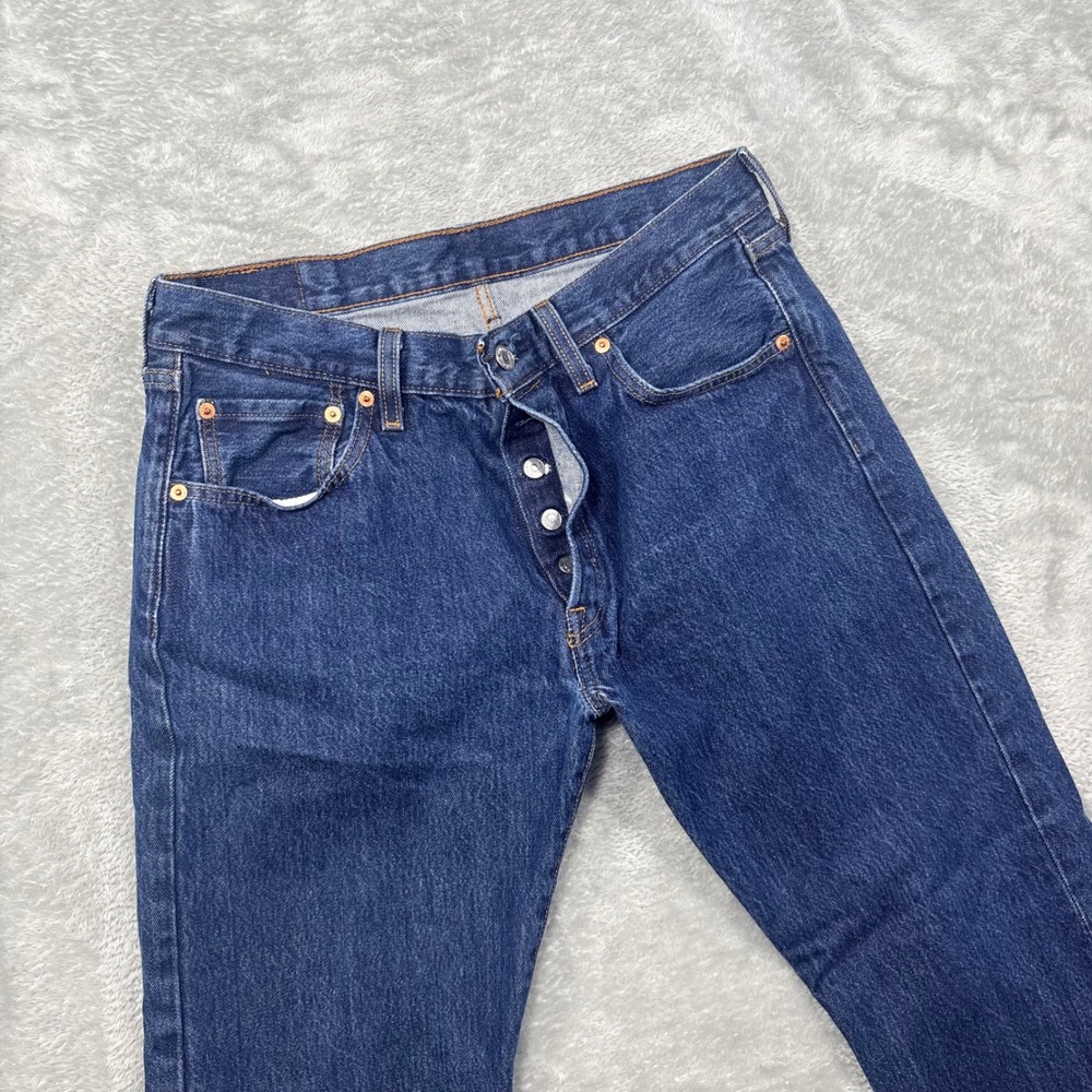 Levis 501 Original Jeans Mens 33x30 Blue Dark Wash Button Fly Straight Leg